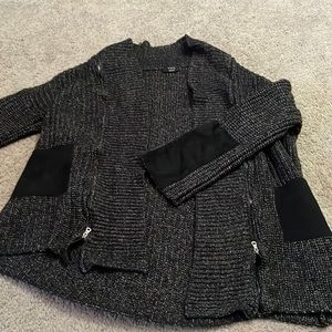 Funky Vici black cardigan with black pockets and zippers